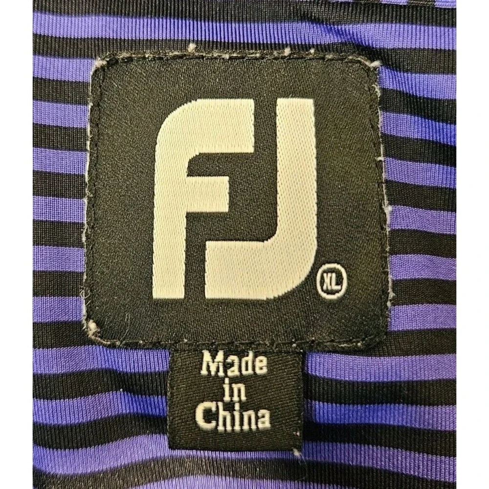 Men's FootJoy FJ Golf Polo Shirt Size XL Purple Striped La Cantera SATX Texas